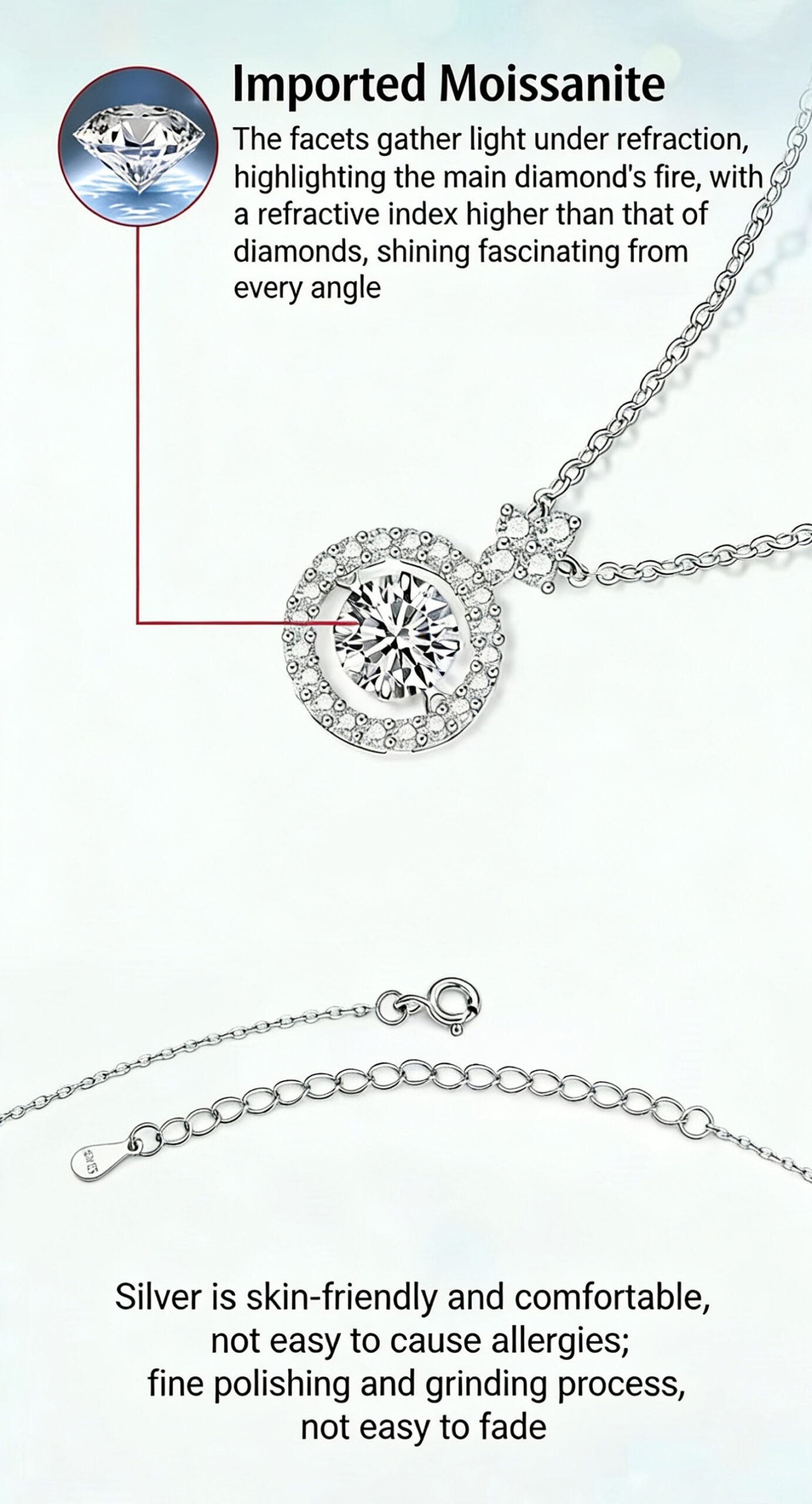 Minimalist moissanite pendant necklace desgin