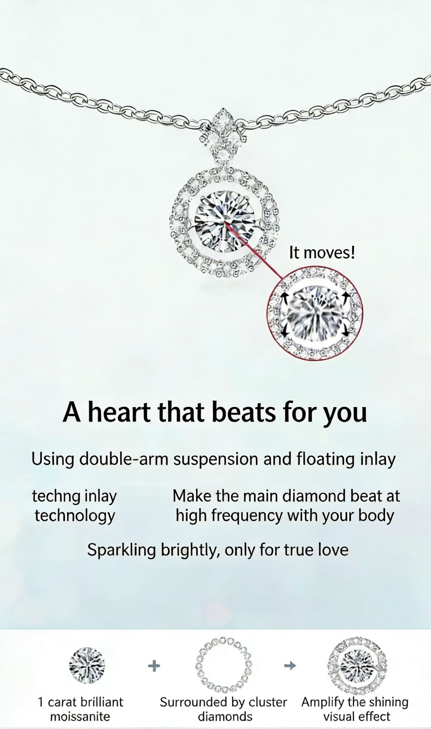 Minimalist moissanite pendant necklace desgin