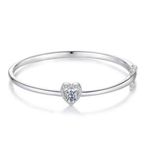 0.5ct D color moissanite heart bangle in S925 sterling silver