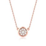 18k rose gold lab diamond disc pendant with nine stones on white background