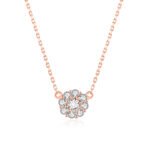 18k rose gold lab diamond sunflower pendant on white background