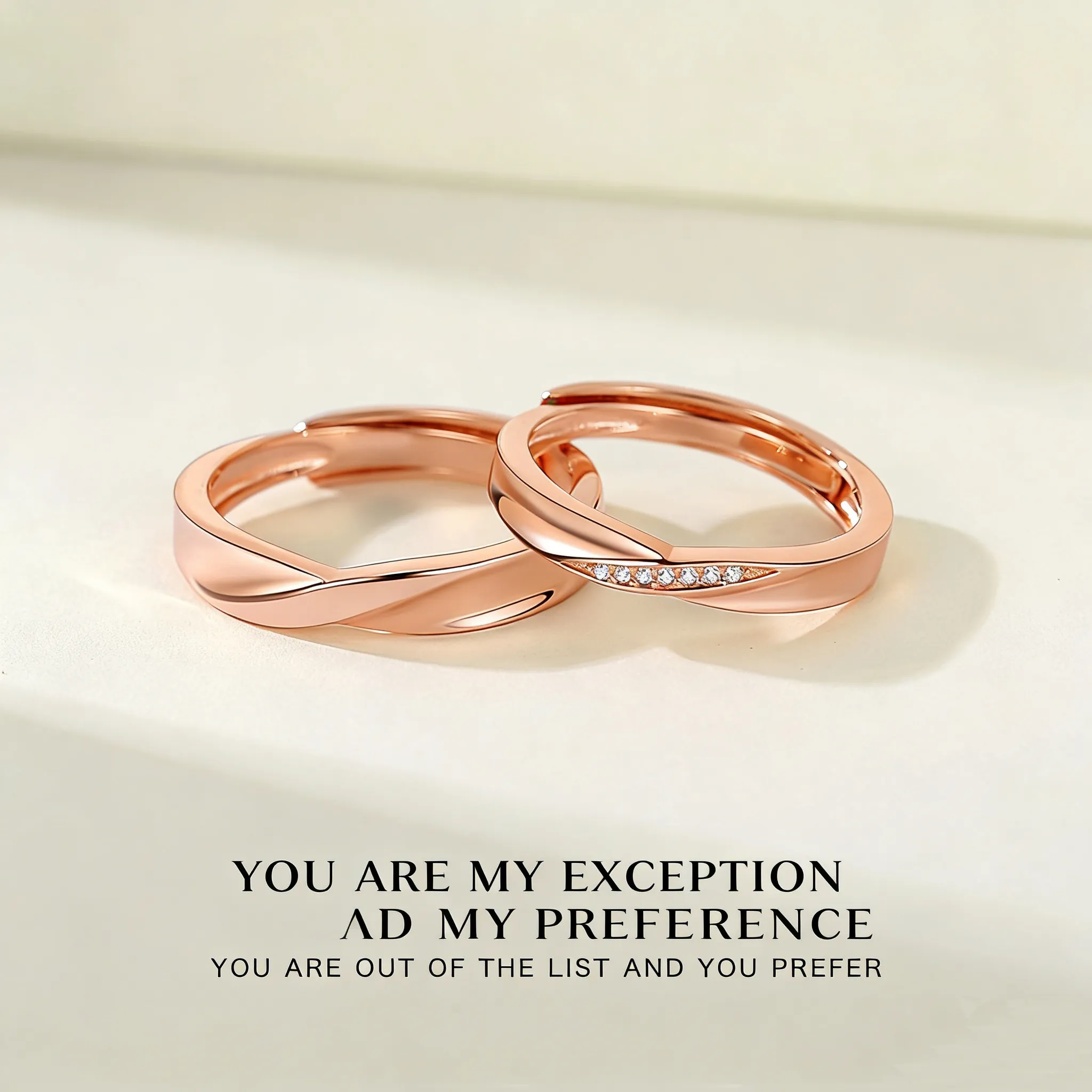 Open band couple ring set in sterling silver featuring CZ stones for her elegant touch