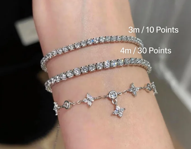 sterling silver moissanite tennis bracelet model photo