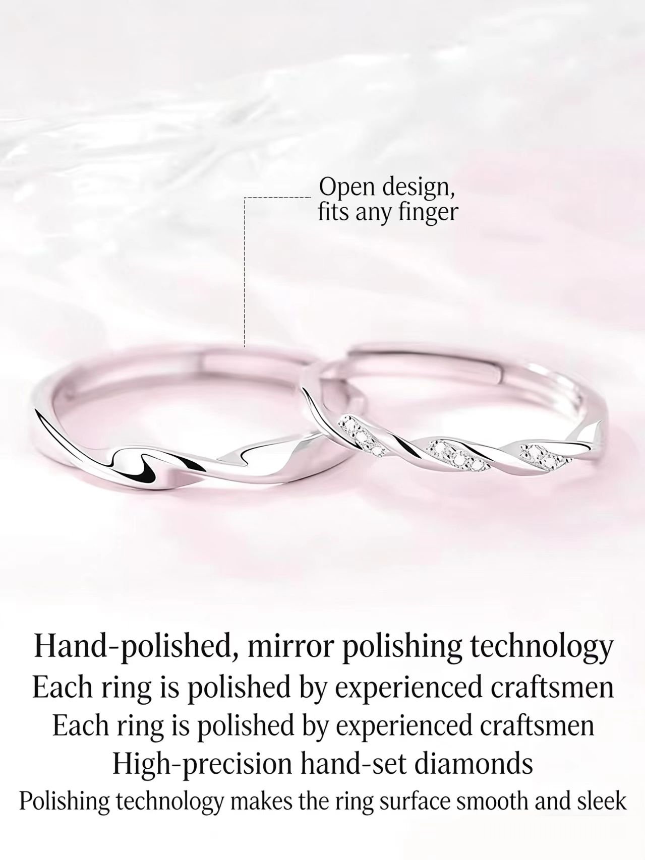 Mobius Twist Promise Rings for Her with Cubic Zirconia