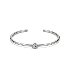 Solitaire Zirconia Open Cuff Bracelet for Women