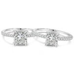 Handcrafted Princess Cut Moissanite Ring in 925 Sterling Silver, D Color Square Stone