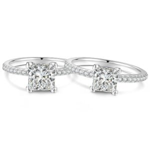 Handcrafted Princess Cut Moissanite Ring in 925 Sterling Silver, D Color Square Stone