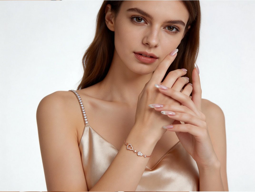 18k rose gold plating Hulu bracelet with 925 sterling silver base model photo