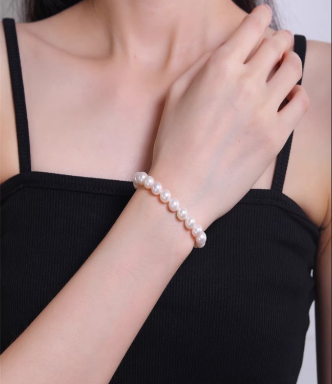 classic-white-pearl-bracelet-timeless-style SYMARA 7-8mm Freshwater Pearl Bracelet Simple Elegant Engagement Jewelry