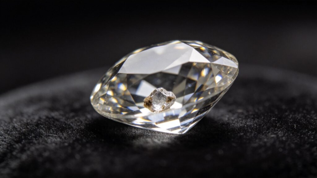 Micro photograph of diamond inclusion (crystal)