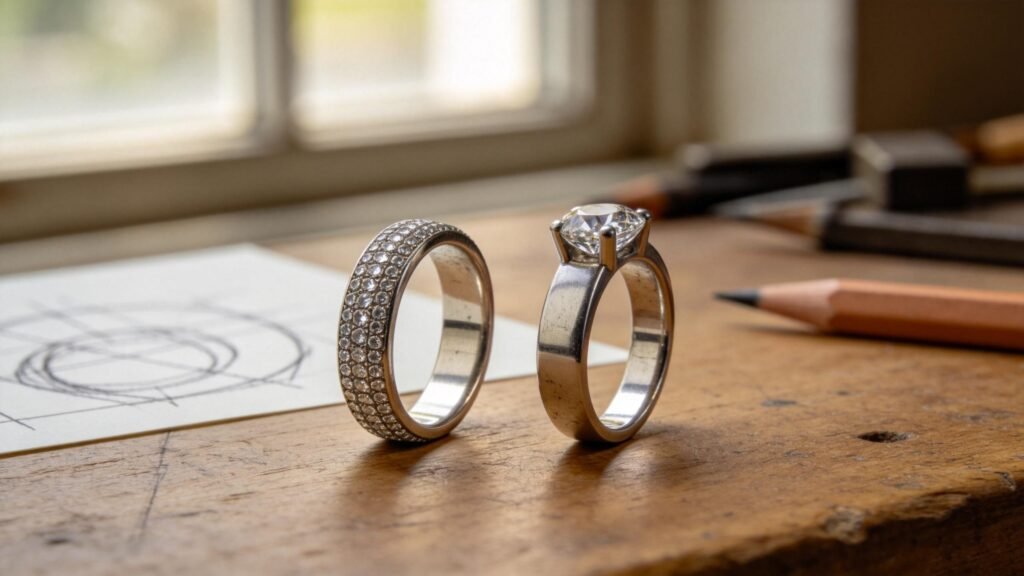 Full bezel vs partial bezel setting comparison from side view