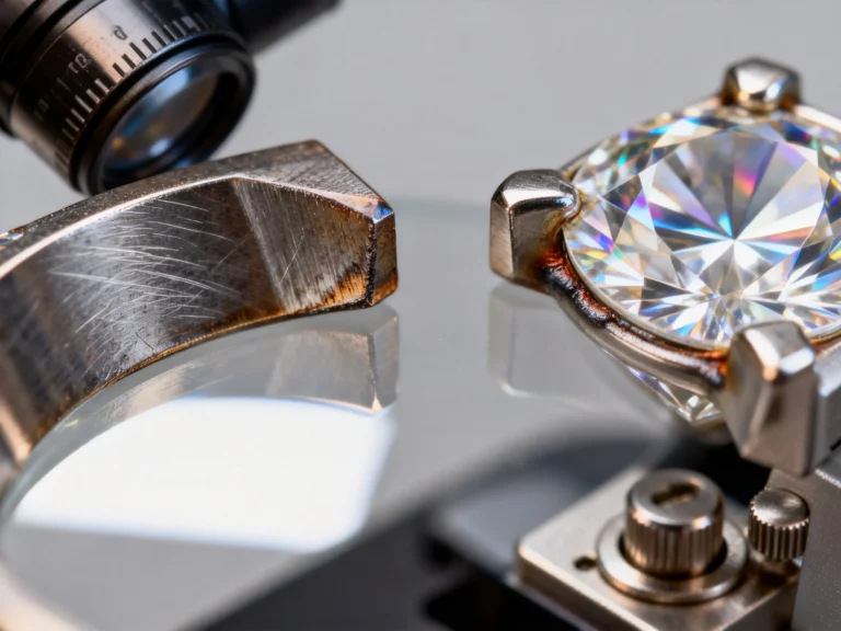 Microscopic view: comparing a worn-down prong to a rebuilt one at SYMARA