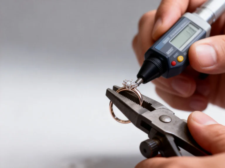 Professional ring sizing process at SYMARA: measuring band for resizing