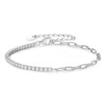 SYMARA half moissanite half paperclip bracelet in 925 silver with 18K gold plating