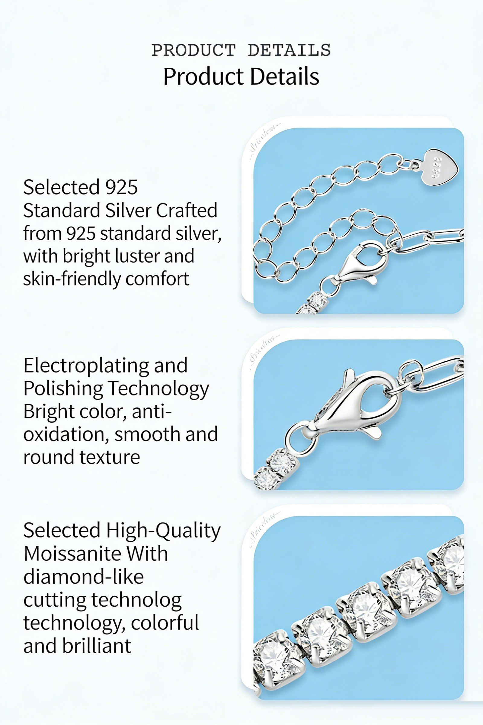 18K gold plated half paperclip bracelet by SYMARA with moissanite sparkle