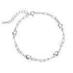 Platinum plated heart paperclip bracelet for women by SYMARA
