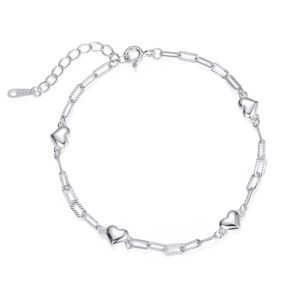 Platinum plated heart paperclip bracelet for women by SYMARA