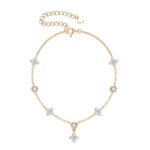 18K gold plated lucky clover bracelet with sparkling moissanite by SYMARA