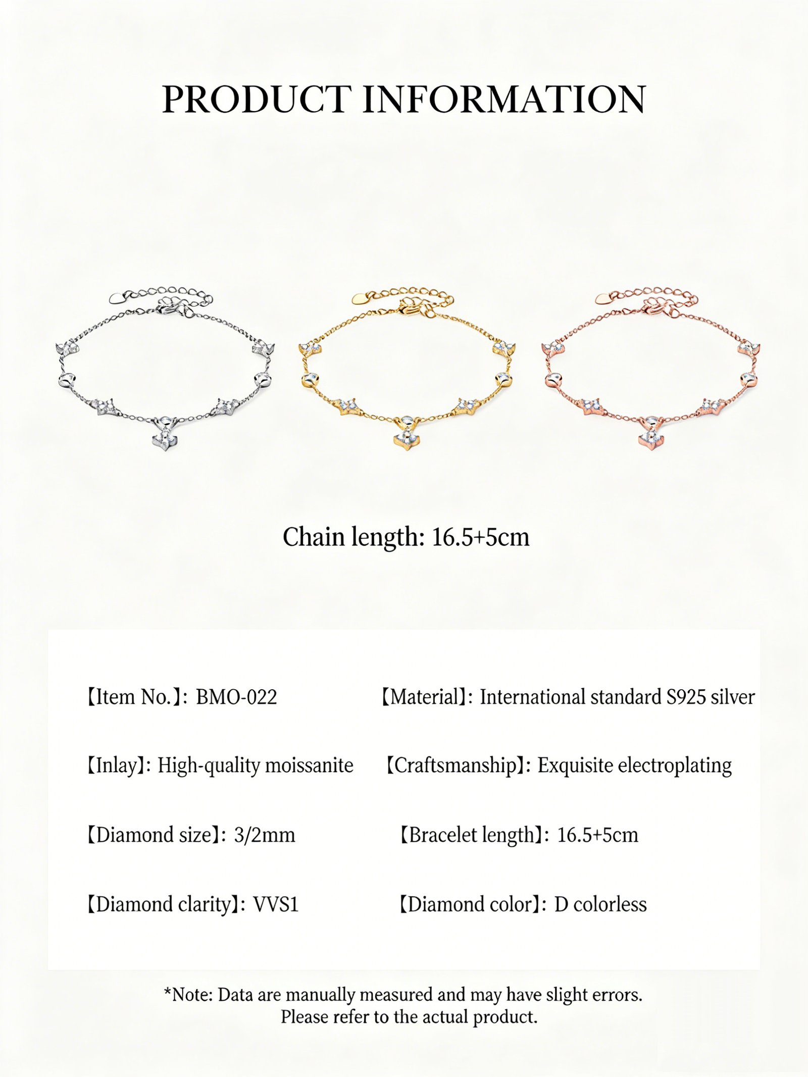 SYMARA lucky clover bracelet in 925 silver featuring D-color moissanite styles