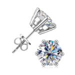 1 Carat Solitaire Six-Prong Moissanite Stud Earring in Sterling Silver