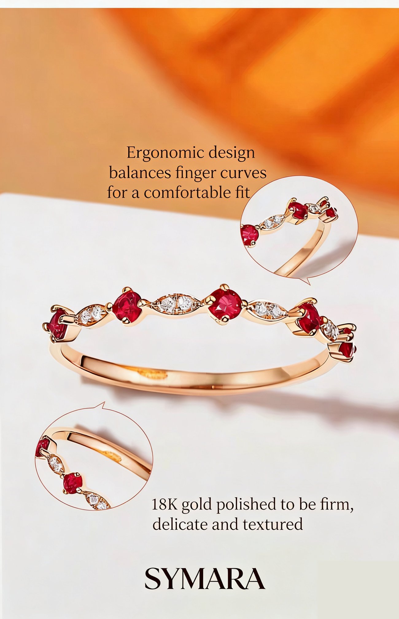 15pt Ruby 2pt Diamond Ring Inlay Detail