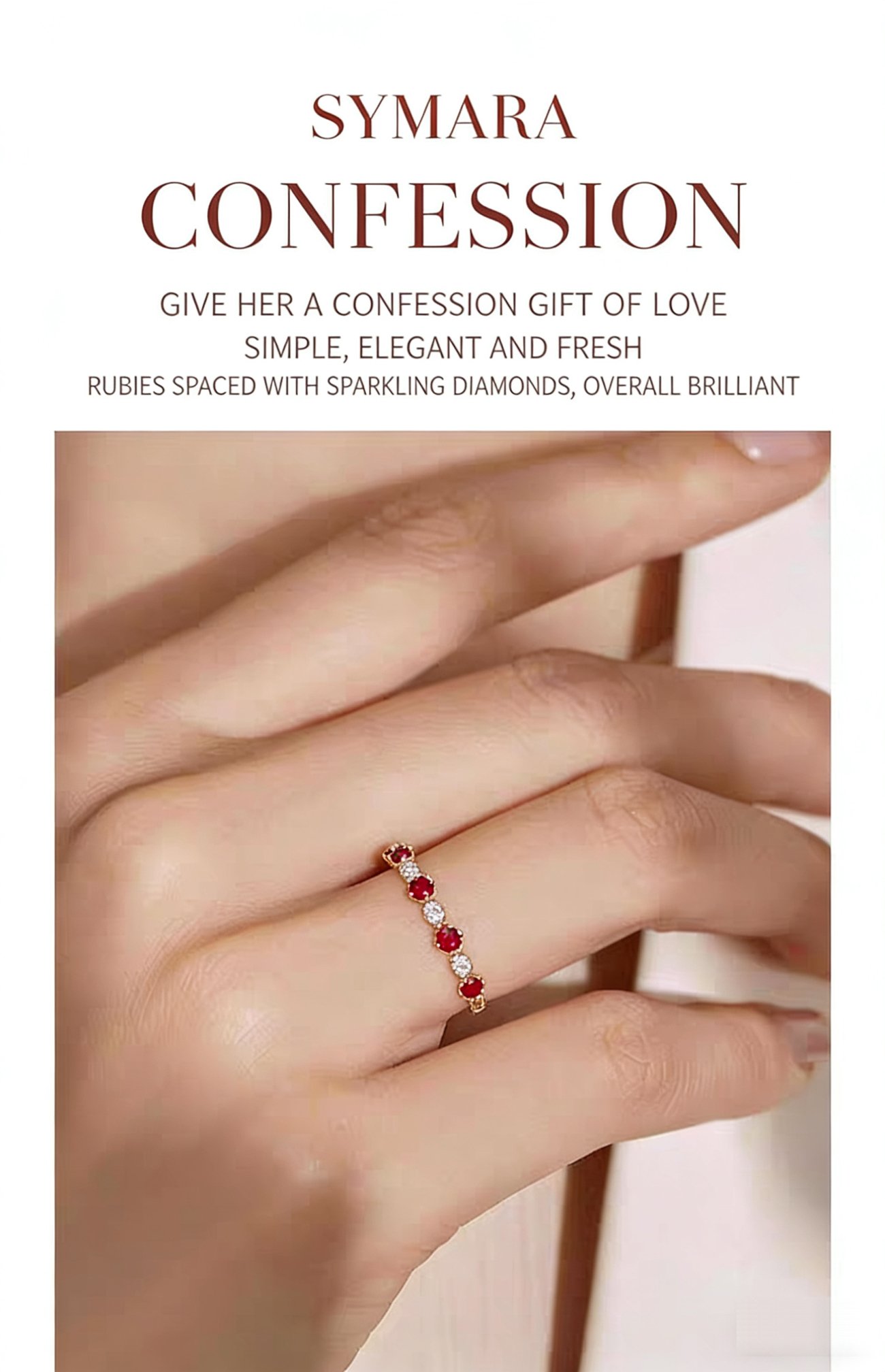 Woman Wearing Ruby Eternity Ring