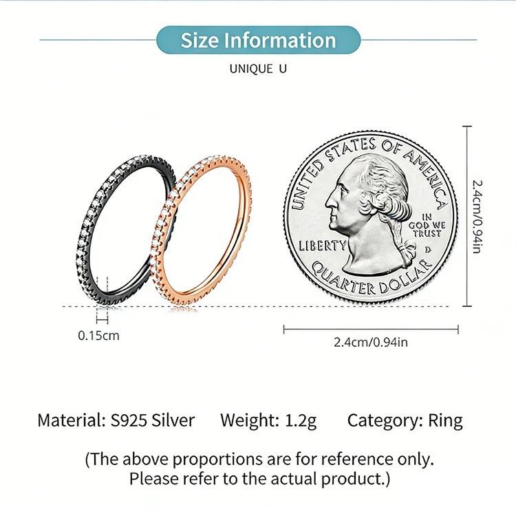 Cubic Zirconia Detail on Thin Stackable Eternity Ring