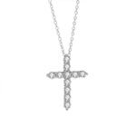 Close-up of D-Color Moissanite Cross Pendant on clean white background, showcasing brilliant fire and sparkle, highlighting the polished S925 silver material and elegant cross silhouette.