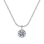 D-color VVS1 round moissanite pendant on sterling silver cauliflower chain