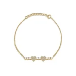 18K gold plated heart bracelet featuring a single cubic zirconia stone set in a delicate heart charm, solid S925 sterling silver base, lightweight 2.5g design for everyday wear.