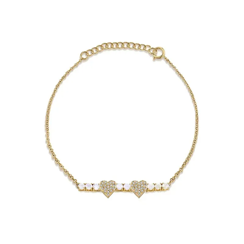 18K gold plated heart bracelet featuring a single cubic zirconia stone set in a delicate heart charm, solid S925 sterling silver base, lightweight 2.5g design for everyday wear.