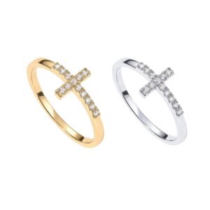 Dainty Cross Ring available in 18K gold and silver finishes, women’s spiritual jewelry