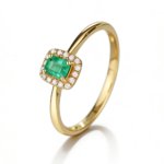 Emerald Diamond Ring 18K Yellow Gold Main Image