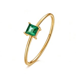 Emerald Princess Cut Ring 18K Gold Main Image