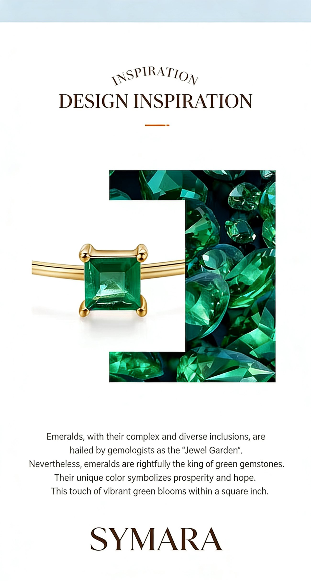 Emerald Princess Cut Ring 18K Gold Main Image