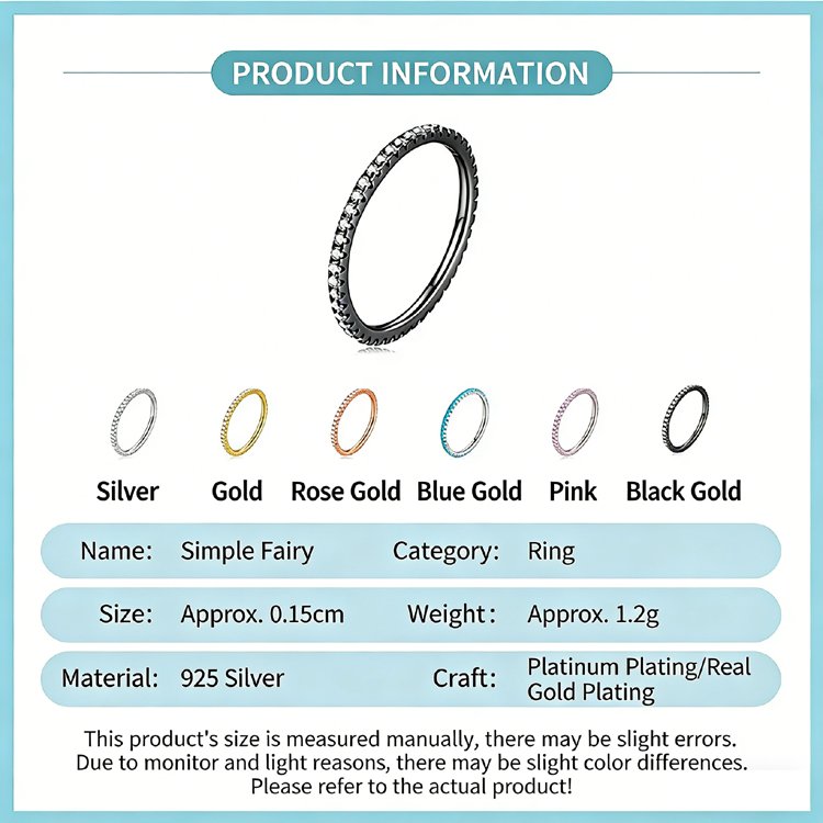 Minimalist Eternity Stackable CZ Ring in 925 Sterling Silver (All Colors)