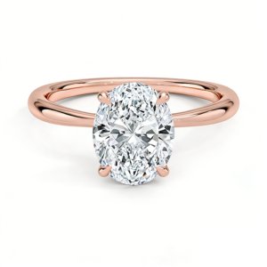 Freesia 2mm solitaire ring in 14K rose gold, front view showing delicate vine curves and claw prongs.