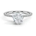 18K White Gold Half Coverage Heart Diamond Ring, main product shot
