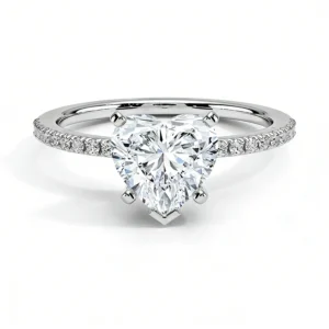 18K White Gold Half Coverage Heart Diamond Ring, main product shot
