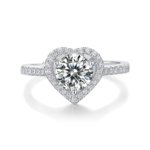 Heart Promise Ring 925 Sterling Silver 2CT Moissanite White Background