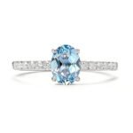 March Birthstone Oval Aquamarine Ring in S925 Silver with White Gold Plating