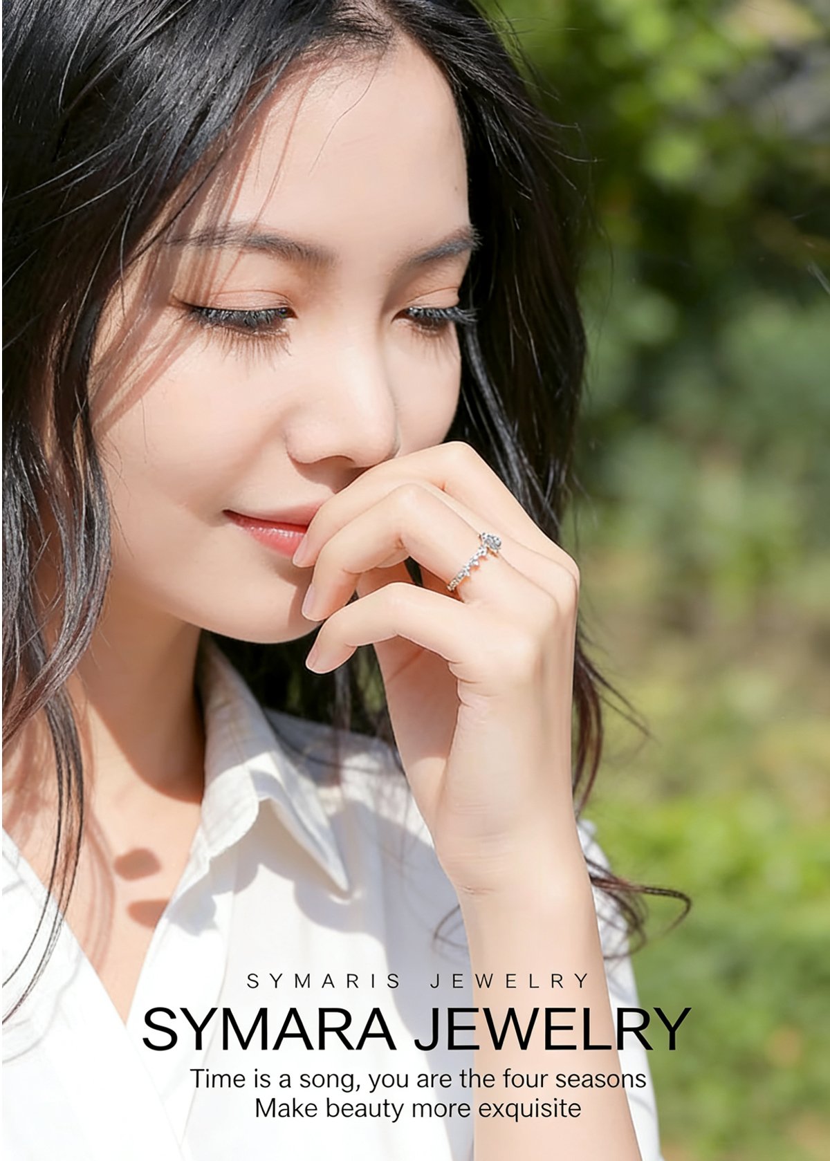 Vintage Marquise Aquamarine Promise Ring Worn on Finger, Dainty Bridal Style