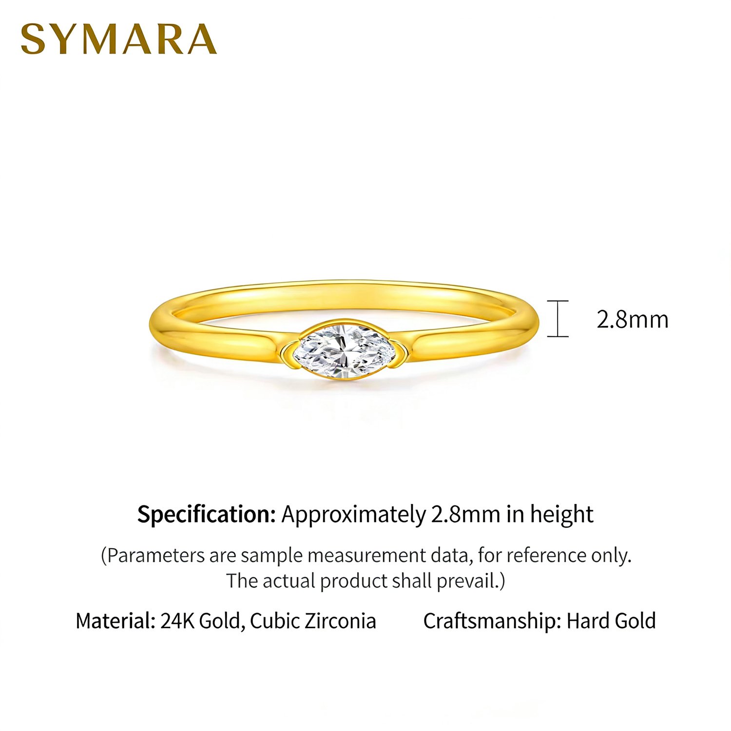 Lightweight Small Weight Marquise Gold Band