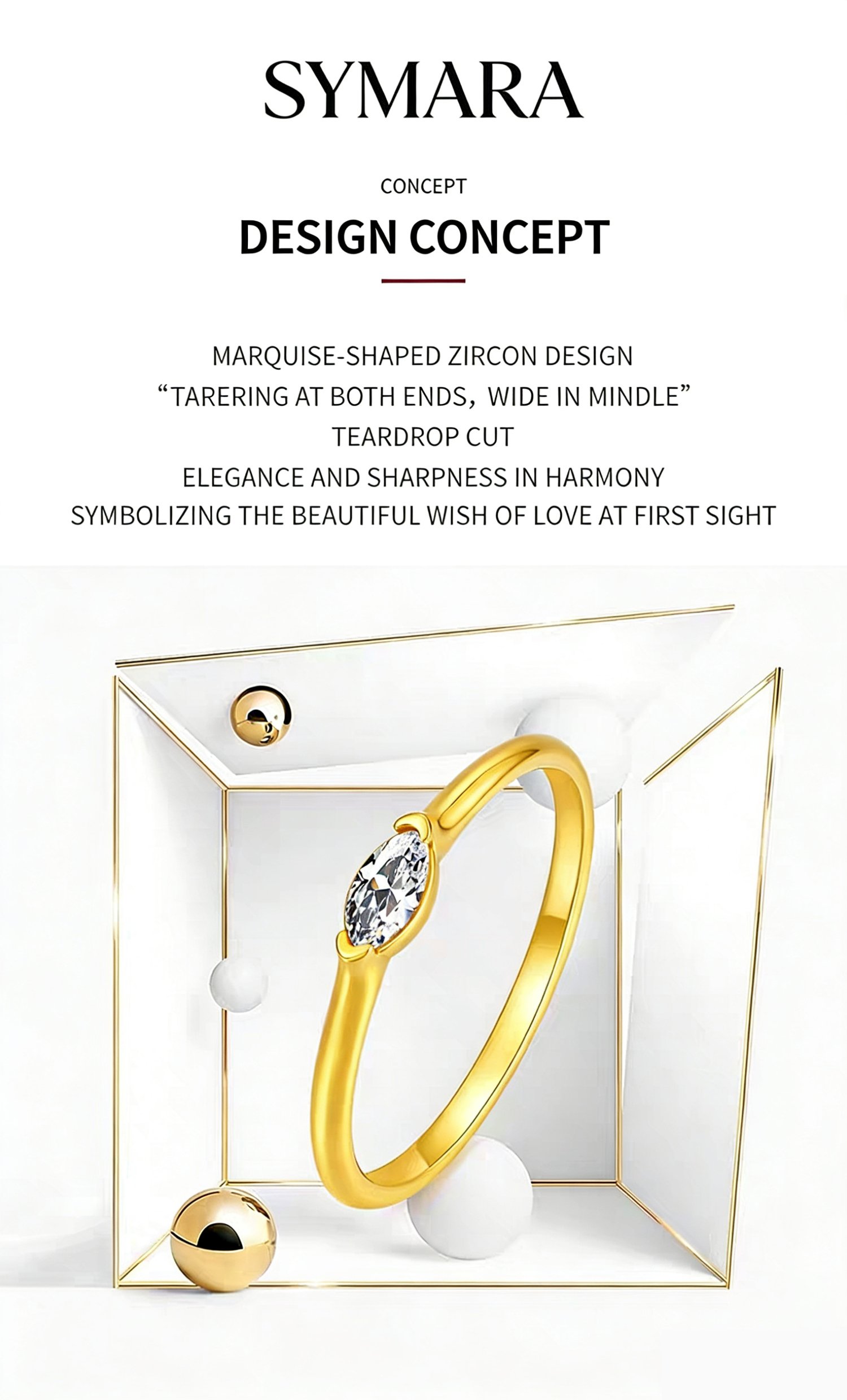 Marquise Ring CZ Detail Pure Gold Craftsmanship