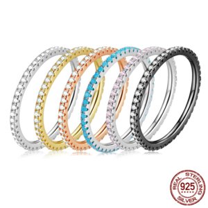 Minimalist Eternity Stackable CZ Ring in 925 Sterling Silver (All Colors)
