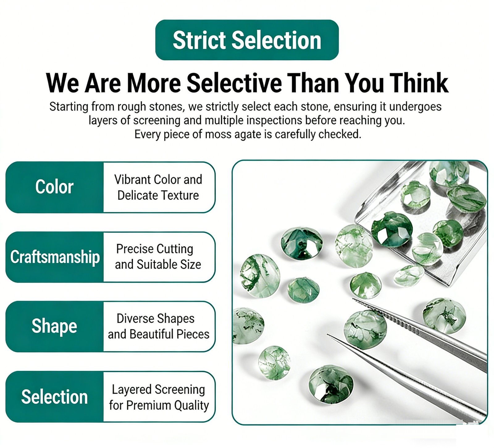 Dainty Moss Agate Ring, white gold-plated S925 silver, pear-cut aquatic agate, women’s jewelry