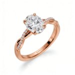 Close-up of claw prong setting on Twisted Vine Diamond Ring, lab-grown oval diamond