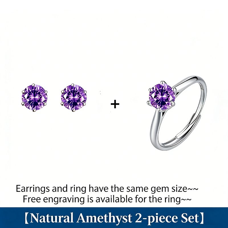 Dainty amethyst ring stacking look, paired with amethyst earring, wrist stack combination, layered jewelry, minimalist design