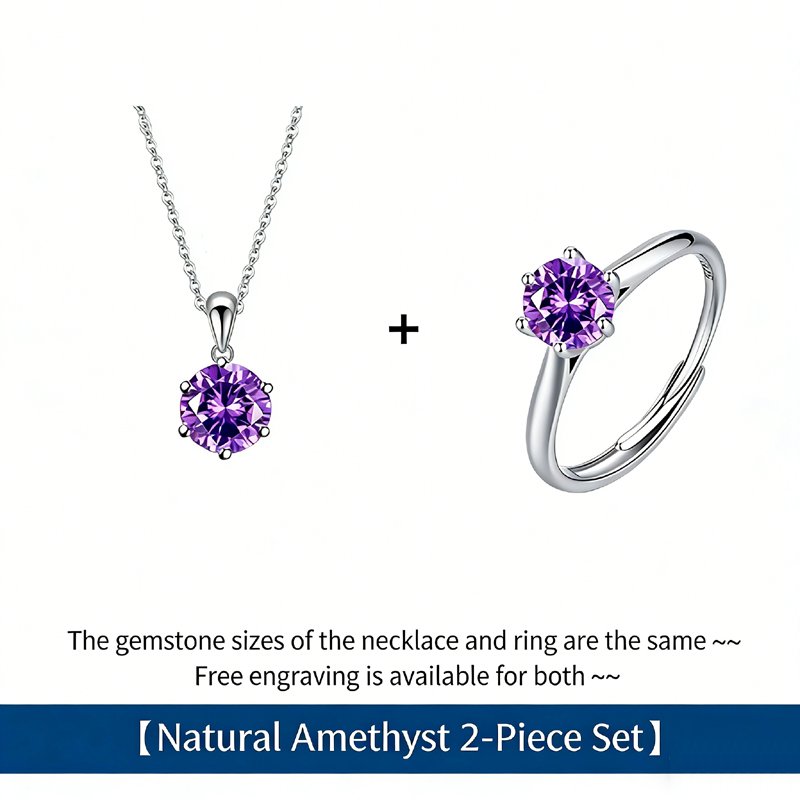 Dainty amethyst ring stacking look, paired with necklace, wrist stack combination, layered jewelry, minimalist design