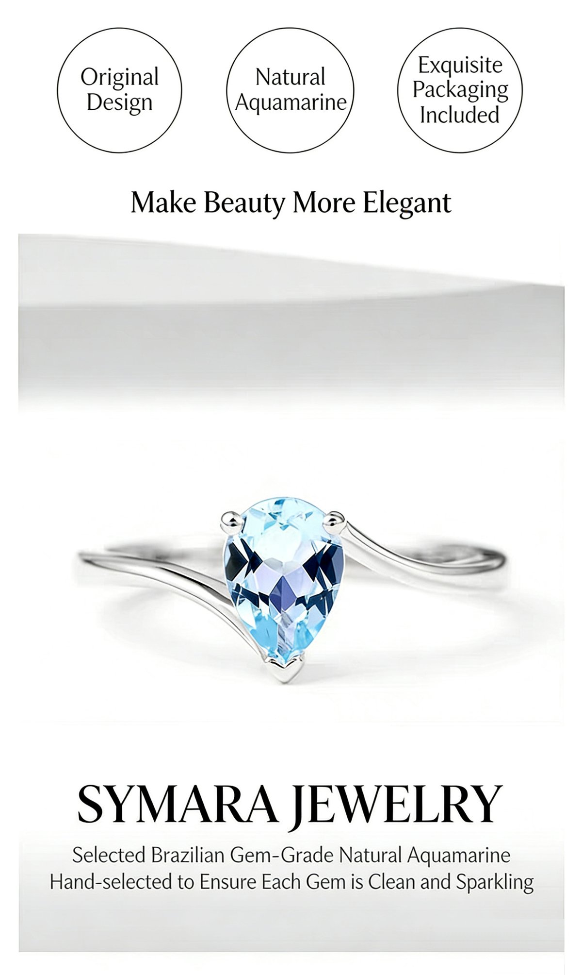 Solid S925 Silver Ring with Multi-layer White Gold Plating, Anti-oxidation